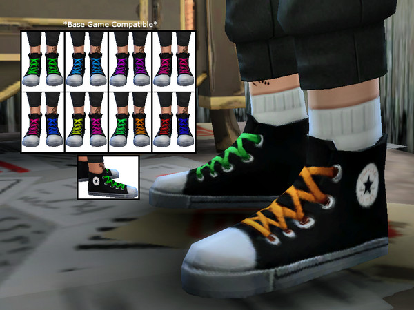 The Sims Resource - Black Converse with Colorful Laces