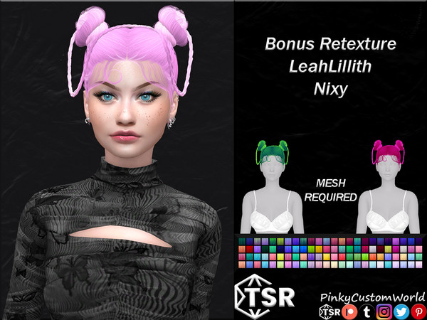 The Sims Resource - Bonus Retexture of Nixy hair by LeahLillith