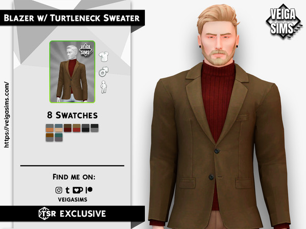 The Sims Resource - Blazer with Turtleneck Sweater