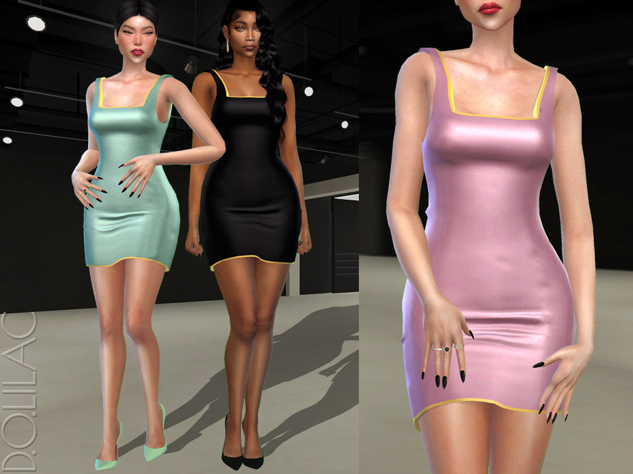 The Sims Resource - Gold Trim Mini Dress DO416