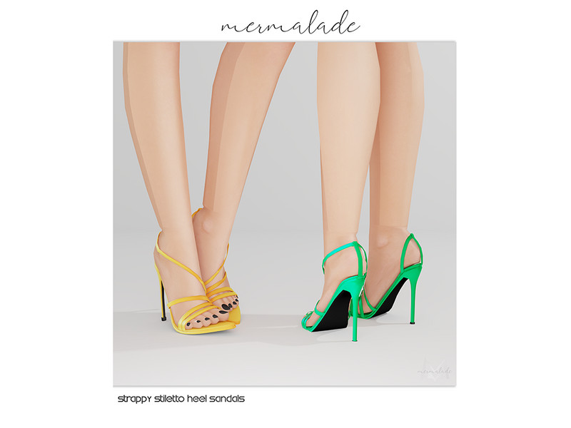 The Sims Resource - [PATREON] Strappy Stiletto Heel Sandals