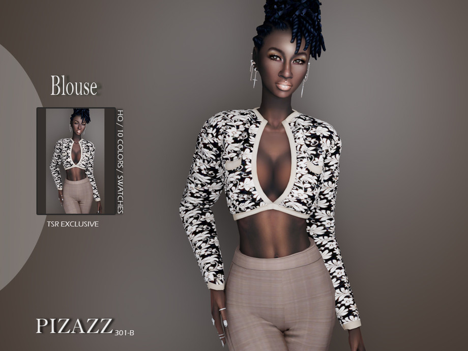 The Sims Resource - Short Printed Jacket Top