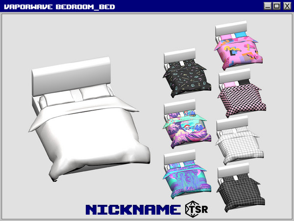 The Sims Resource - vaporwave bedroom bed