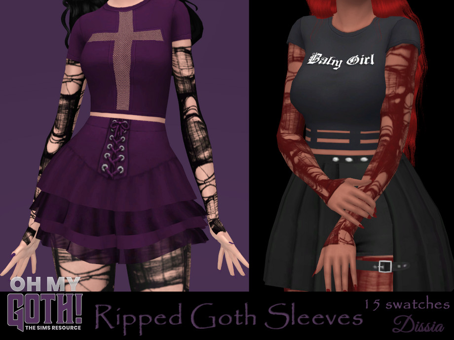 The Sims Resource - Oh My Goth - Ripped Goth Sleeves (Accessory)