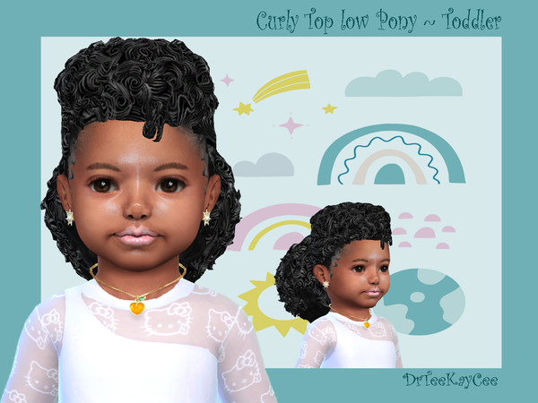 The Sims Resource - Curly Top Low Pony ~ Toddler