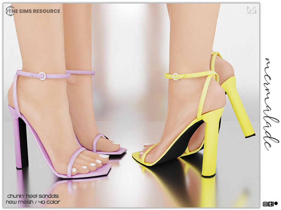 The Sims Resource - Chunky Heel Sandal S35