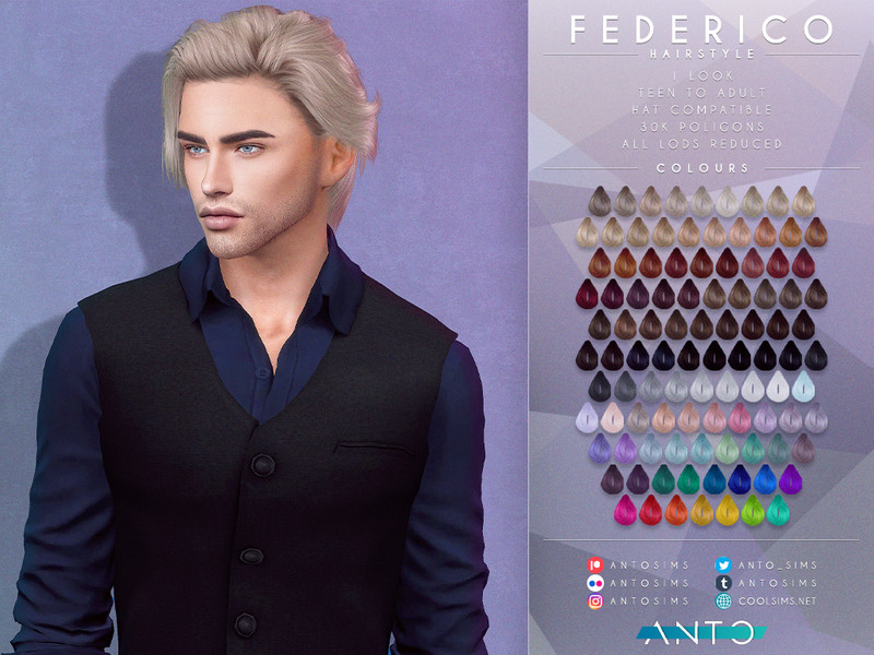 The Sims Resource - [Patreon] Federico - Hairstyle
