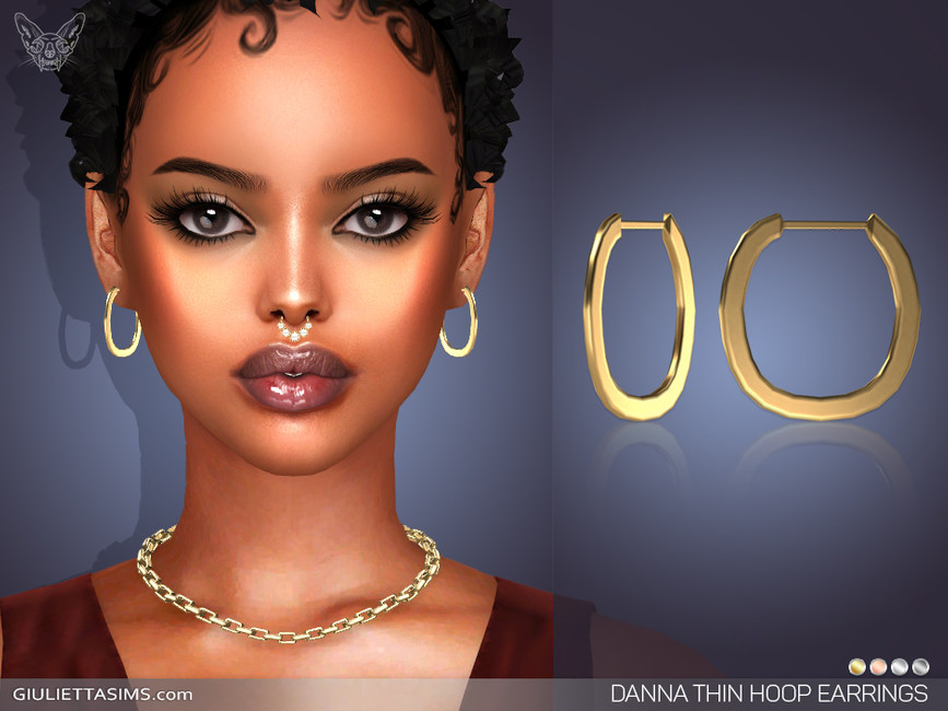 The Sims Resource - Danna Thin Hoop Earrings