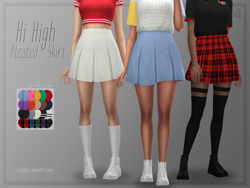The Sims Resource - Trillyke - Hi High Pleated Skirt