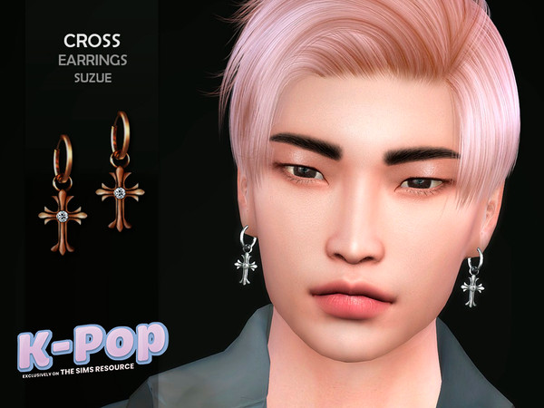 The Sims Resource - KPop Cross Earrings