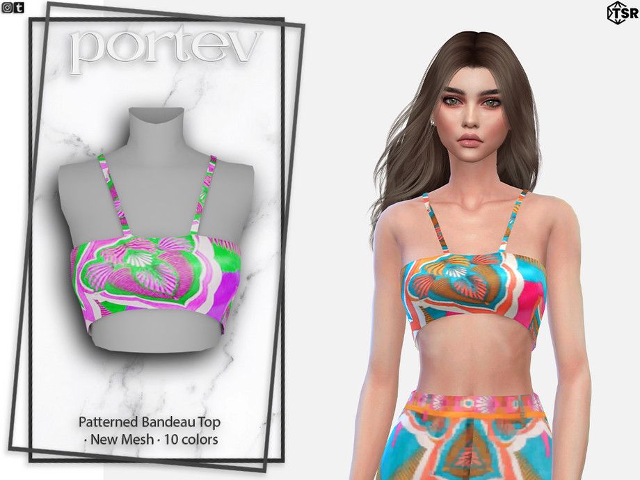 The Sims Resource - Patterned Bandeau Top