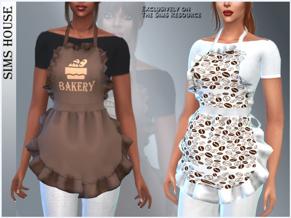 The Sims Resource - APRON WITH ROUCHES AND T-SHIRT