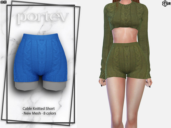 The Sims Resource - Cable Knitted Short