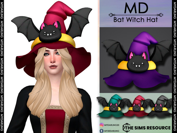 The Sims Resource - Bat Witch Hat ADULT