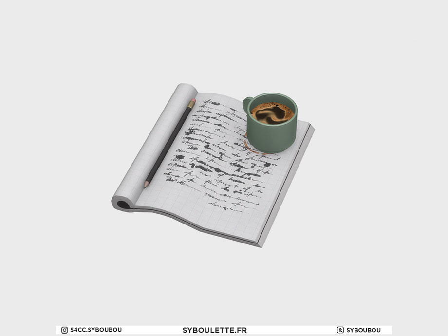 The Sims Resource - Millennial - Notebook & coffee