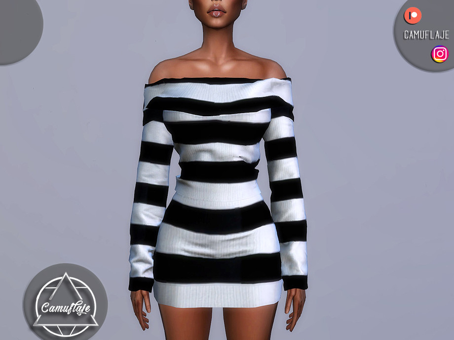 The Sims Resource - SET 180 - Off Shoulder Sweater