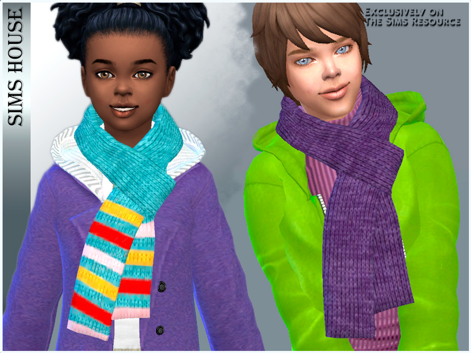 The Sims Resource - CHILDREN'S KNITTED SCARF M/F