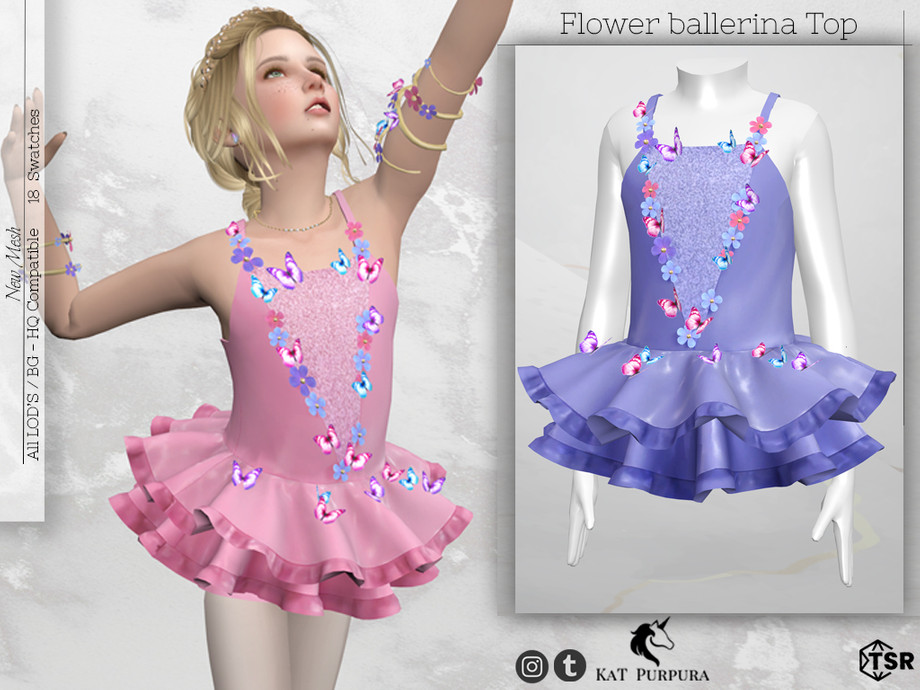 The Sims Resource - Flower Ballerina Top