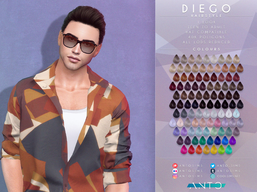 The Sims Resource - [Patreon] Diego - Hairstyle