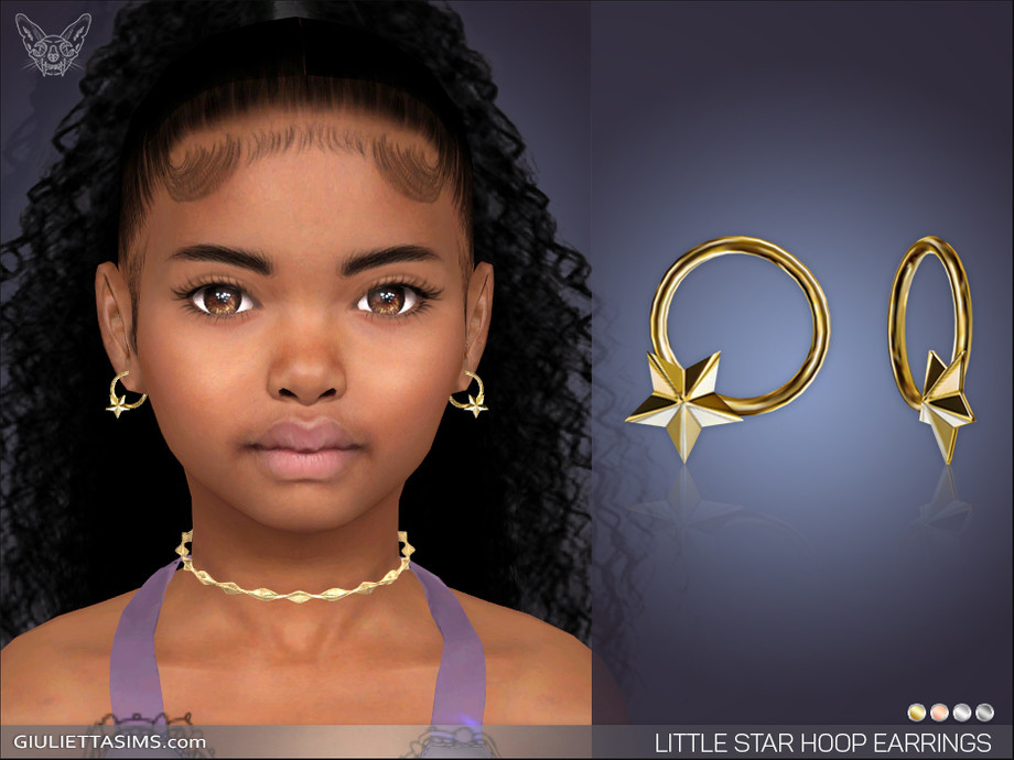 The Sims Resource - Little Star Hoop Earrings For Kids