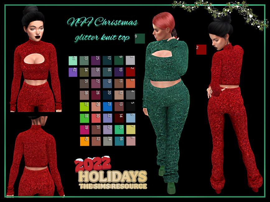 The Sims Resource - Christmas glitter knit top