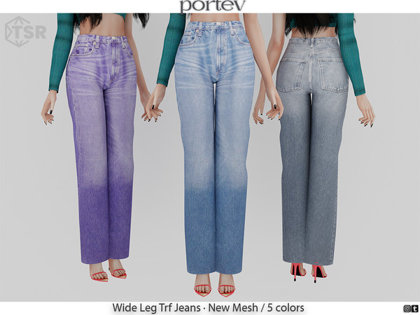 The Sims Resource - Printed Wide-Leg Jeans
