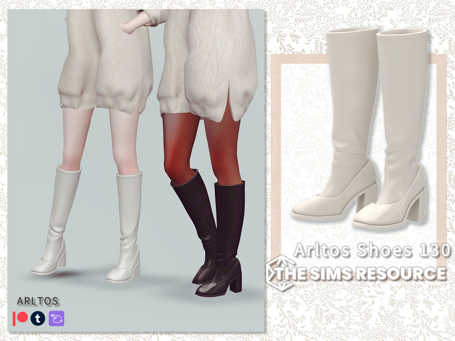 The Sims Resource - Glossy leather boots / 130
