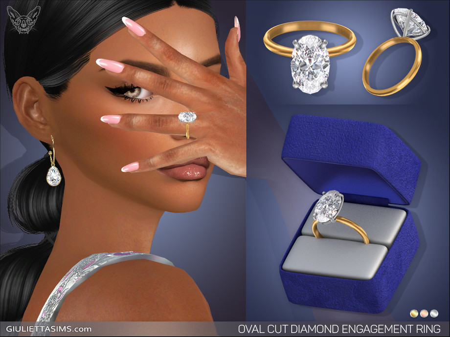 The Sims Resource - Oval Cut Diamond Solitaire Engagement Ring