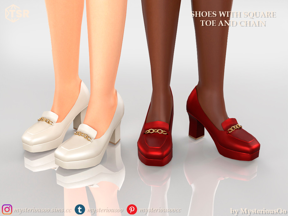 The Sims Resource - Shoes with square toe and chain