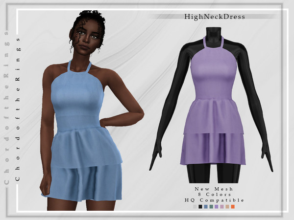 The Sims Resource - High Neck Dress D-199