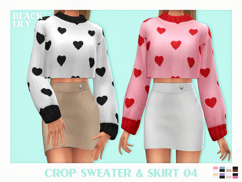 The Sims Resource - Crop Sweater & Skirt 04
