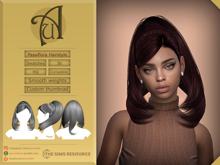 The Sims Resource - Passiflora - High ponytail hairstyle