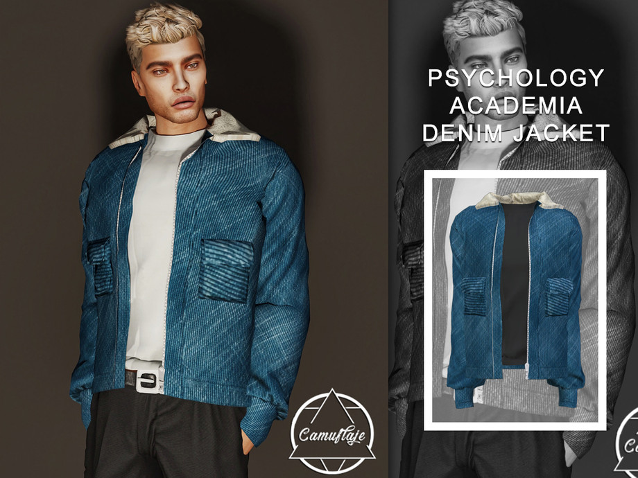 The Sims Resource - [PATREON] Psychology Academia - Denim Jacket *Early  Access*