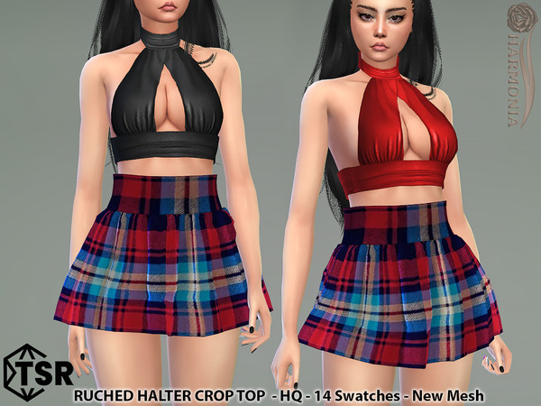 The Sims Resource Ruched Halter Crop Top 6643