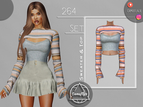 The Sims Resource - SET 264 - Colorful Sweater & Top