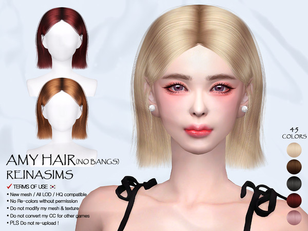 The Sims Resource - 64 Amy hair(no bangs)