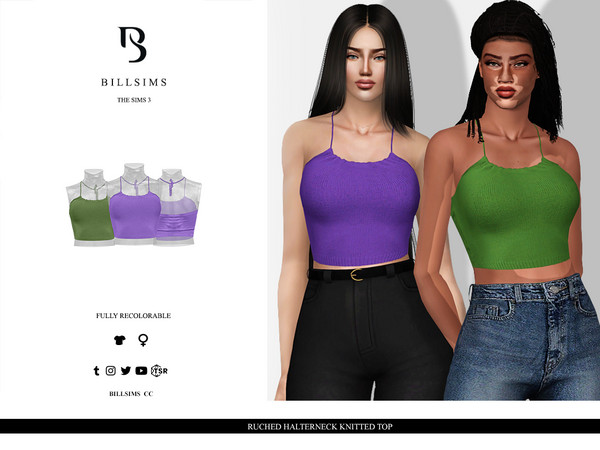 The Sims Resource - Ruched Halterneck Knitted Top