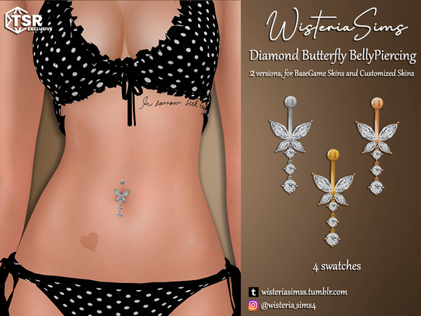 The Sims Resource - Diamond Butterfly Belly Button Piercing