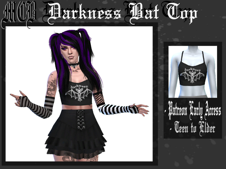 The Sims Resource - Darkness Bat Top (PATREON)