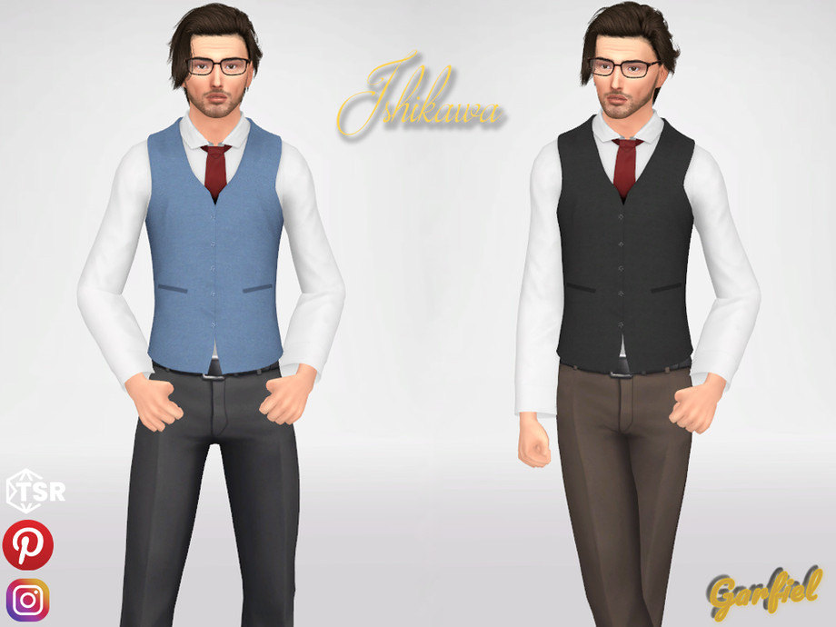 The Sims Resource - Ishikawa - A shirt with a red tie and a vest