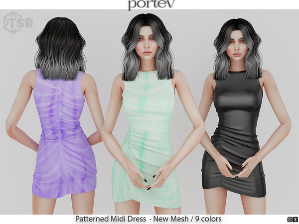 The Sims Resource Patterned Midi Dress