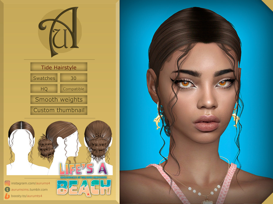 The Sims Resource - Life's a Beach - Tide hairstyle