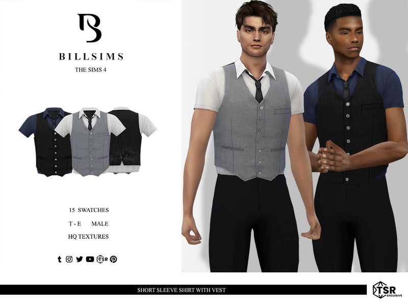 The Sims Resource - Short Sleeve Shirt With Vest