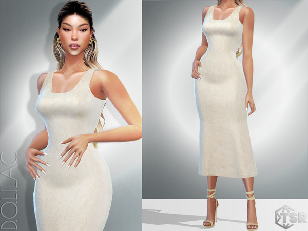 The Sims Resource - Smocked Midi Dress DO016