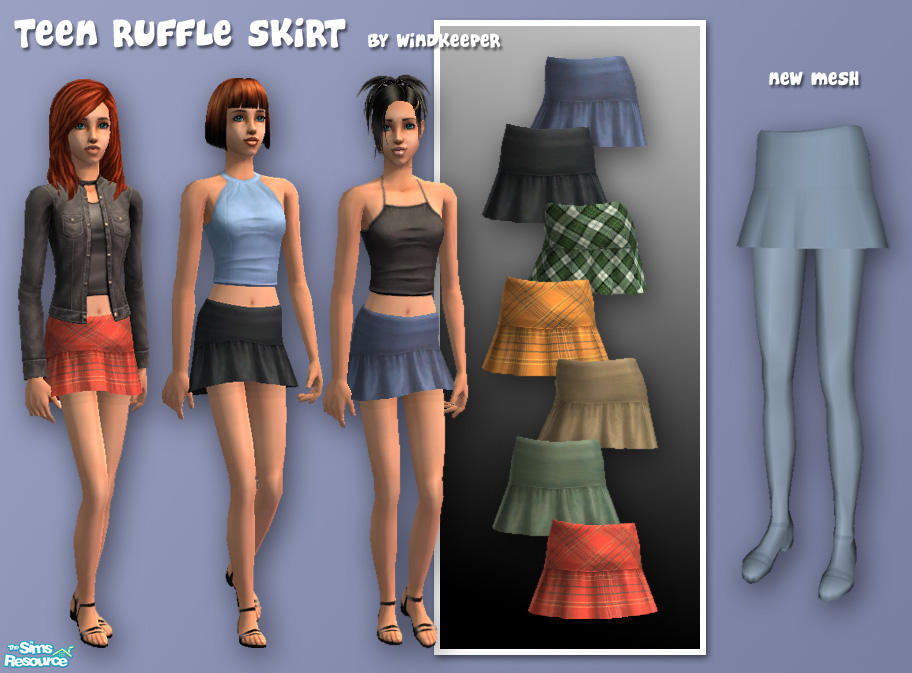 The Sims Resource - Teen Ruffle Skirt