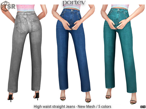 The Sims Resource - High Waist Straight Jeans