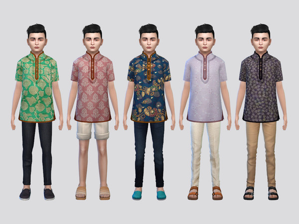 The Sims Resource - Buttoned Kurta Shirt Boys