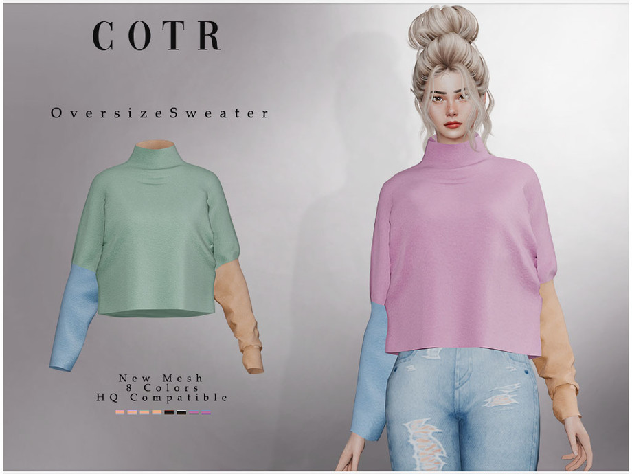 The Sims Resource - Oversize Sweater T-543