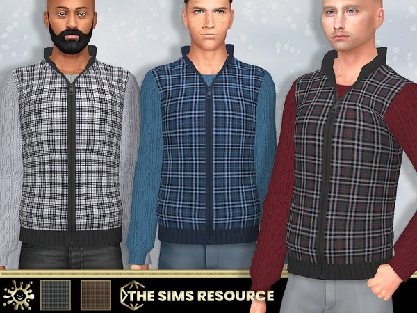 The Sims Resource - Austere Plaid Zipper Vest