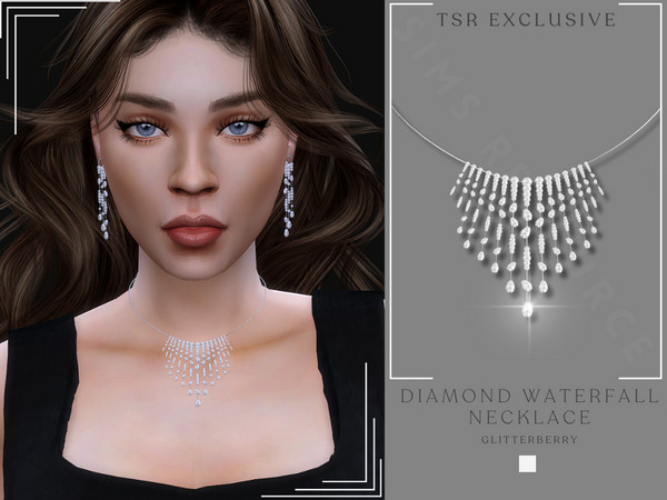 The Sims Resource - Diamond Waterfall Necklace